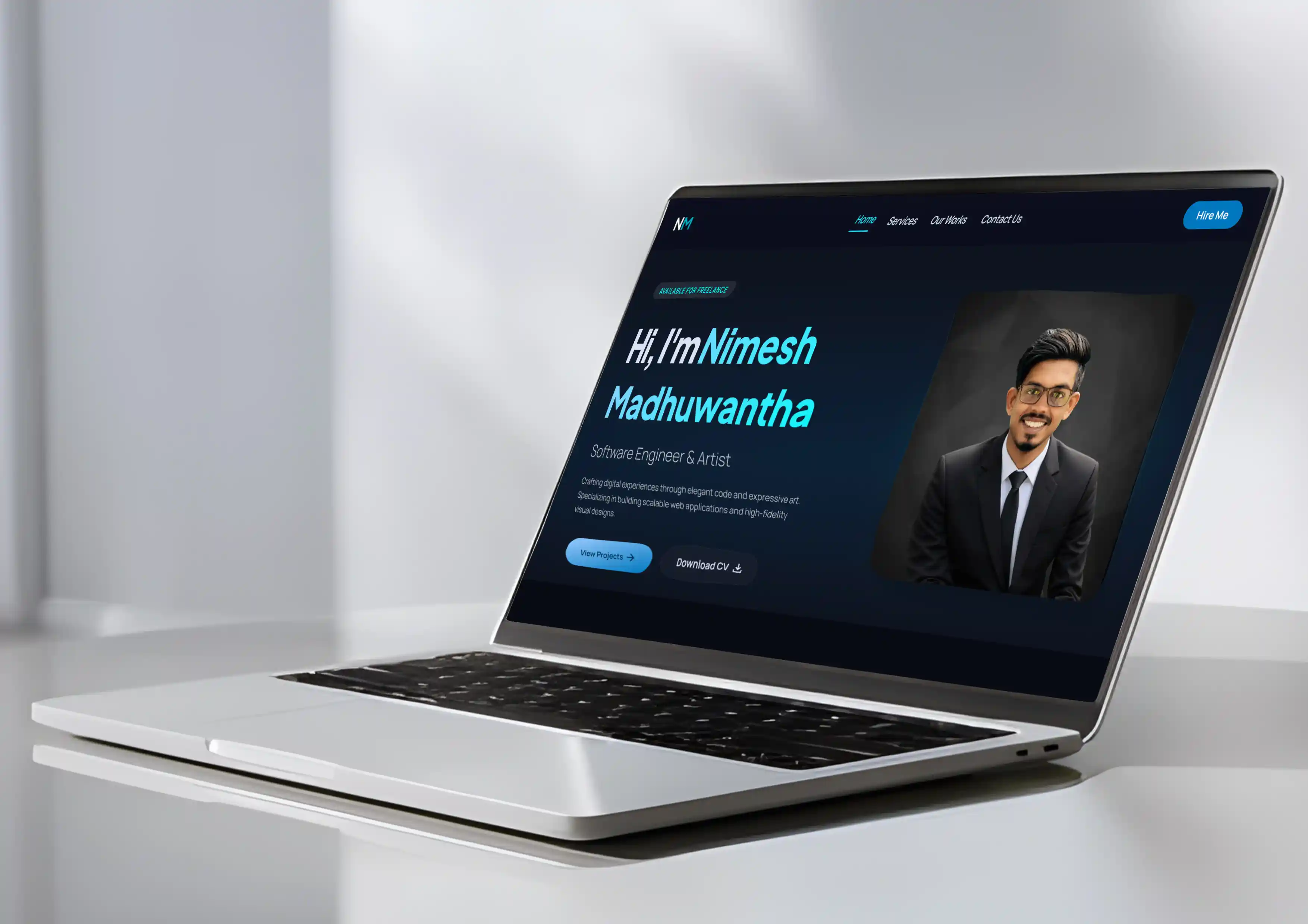 Responsive portfolio website homepage preview